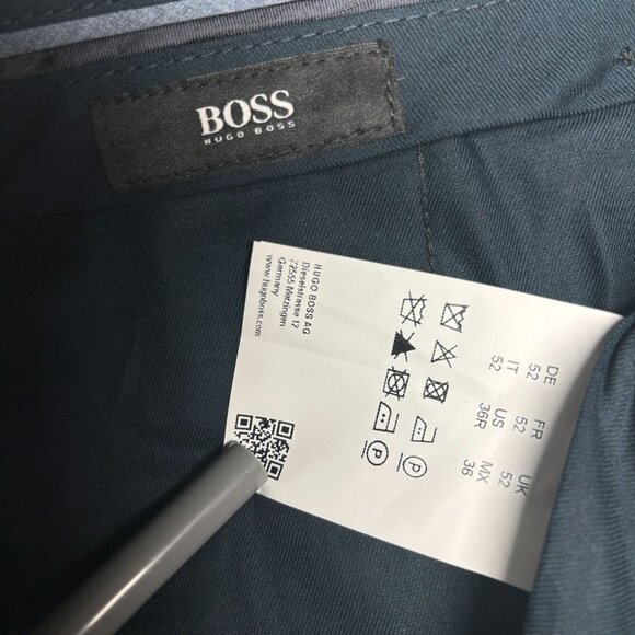 Hugo Boss Mens Modern Fit Wool Pants Size w36 L31 Navy Blue Flat Front Trousers - Picture 3 of 12